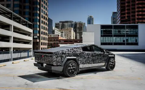 Digital Camo Wrapped Tesla Cybertruck - UP CYBERHEX Wheels in Satin Black