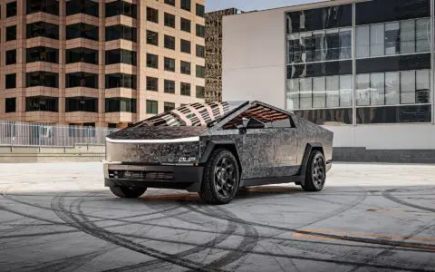 Digital Camo Wrapped Tesla Cybertruck - UP CYBERHEX Wheels in Satin Black