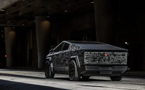Digital Camo Wrapped Tesla Cybertruck - UP CYBERHEX Wheels in Satin Black