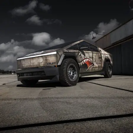 Salomondrin’s Tesla Cyberbeast Gets a P-51 Mustang Bomber-Inspired Wrap from Unplugged Performance