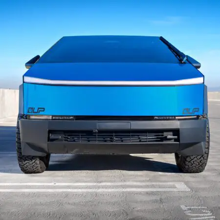 Matte Blue Tesla Cybertruck With UP.FIT Forged Police Car Wheels In Satin Black Image 5