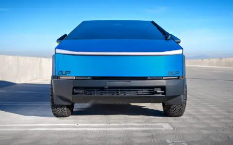 Matte Blue Tesla Cybertruck With UP.FIT Forged Police Car Wheels In Satin Black Image 5