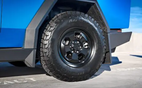 Matte Blue Tesla Cybertruck With UP.FIT Forged Police Car Wheels In Satin Black Image 7