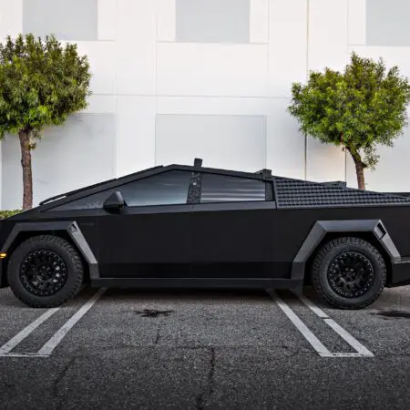 Wrapped Tesla Cyberbeast on UP-03 Forged Beadlock Wheels in Satin Black