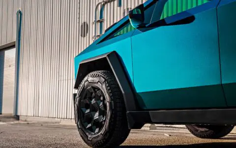 Forest Green Wrapped Tesla Cybertruck with Gloss Black CYBRHEX Forged Wheels