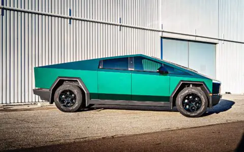 Forest Green Wrapped Tesla Cybertruck with Gloss Black CYBRHEX Forged Wheels