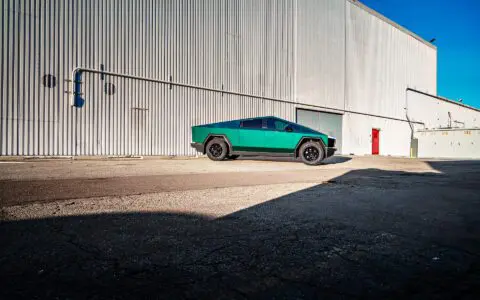 Forest Green Wrapped Tesla Cybertruck with Gloss Black CYBRHEX Forged Wheels