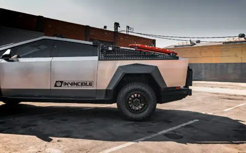 INVINCIBLE Cybertruck with Steel Bumpers and Carbon Fiber Hood and Fenders on UP-03 Forged Beadlock Wheels