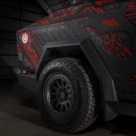 Custom Cyber Camo Cyberbeast on UP-03 Forged Beadlock Wheels in Satin Titanium