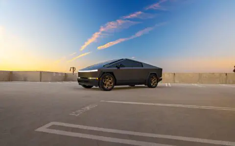 Magnesium Grey Wrapped Tesla Cybertruck on 24 inch CYBRHEX Forged Wheels in Satin Bronze