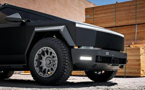 Storm Chaser INVINCIBLE Cybertruck on UP-03 Beadlock Forged Wheels in Satin Titanium