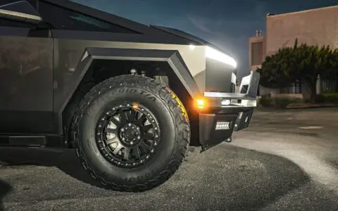 Gloss Gray Wrapped INVINCIBLE Tesla Cybertruck on 18 inch UP-03 Forged Beadlock Wheels