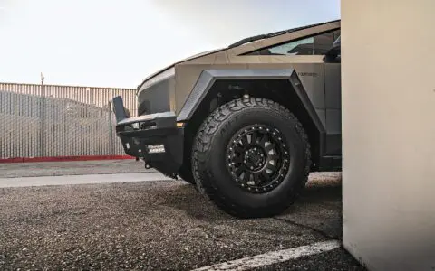Gloss Gray Wrapped INVINCIBLE Tesla Cybertruck on 18 inch UP-03 Forged Beadlock Wheels