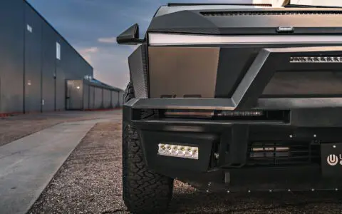 Gloss Gray Wrapped INVINCIBLE Tesla Cybertruck on 18 inch UP-03 Forged Beadlock Wheels