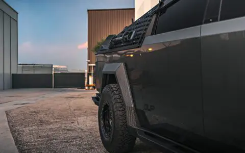Gloss Gray Wrapped INVINCIBLE Tesla Cybertruck on 18 inch UP-03 Forged Beadlock Wheels