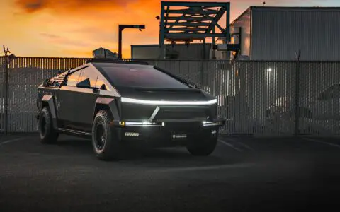 Gloss Gray Wrapped INVINCIBLE Tesla Cybertruck on 18 inch UP-03 Forged Beadlock Wheels