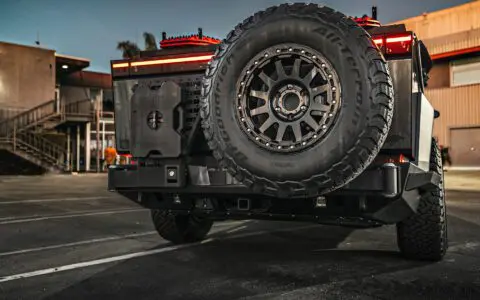 Gloss Gray Wrapped INVINCIBLE Tesla Cybertruck on 18 inch UP-03 Forged Beadlock Wheels