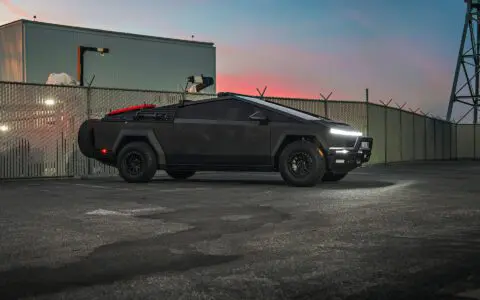Gloss Gray Wrapped INVINCIBLE Tesla Cybertruck on 18 inch UP-03 Forged Beadlock Wheels