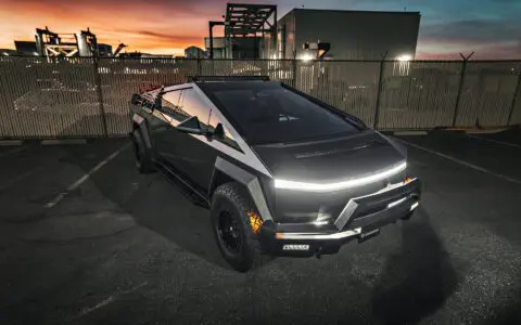 Gloss Gray Wrapped INVINCIBLE Tesla Cybertruck on 18 inch UP-03 Forged Beadlock Wheels