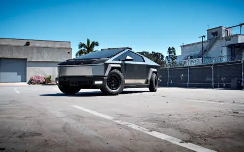 Cybertruck with Front and Rear Invincible Steel Bumpers, UP-03 Beadlock Forged Wheels, and Bedliner Finished Carbon Fiber Parts