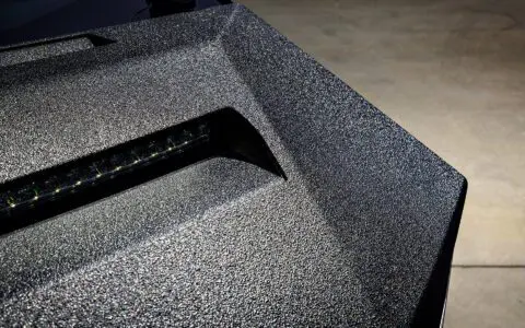 Cybertruck with Front and Rear Invincible Steel Bumpers, UP-03 Beadlock Forged Wheels, and Bedliner Finished Carbon Fiber Parts