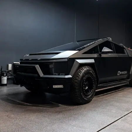 UP INVINCIBLE Cybertruck with Front and Rear Bumper UP-03 Beadlock Forged Wheels Roof Rails with Molle Panel Rack & 50in Light Bar