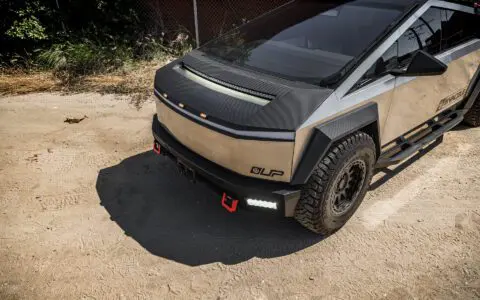INVINCIBLE Cybertruck with Steel Bumpers and Accessories on UP-03 Beadlock Wheels in Satin Black