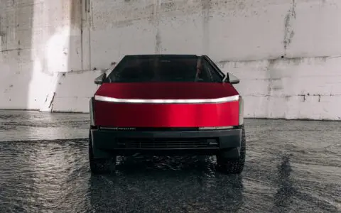 DennisCW's Matte Metallic Red Wrapped Cybertruck on CYBRHEX Forged Wheels