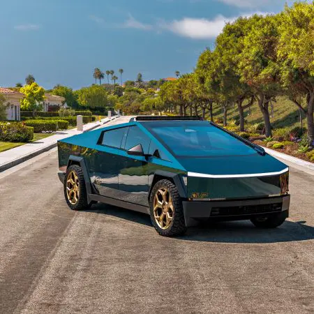 DennisCW’s Aqua Blue PPF Cybertruck on UP Forged CYBRSPOKE in Satin Bronze