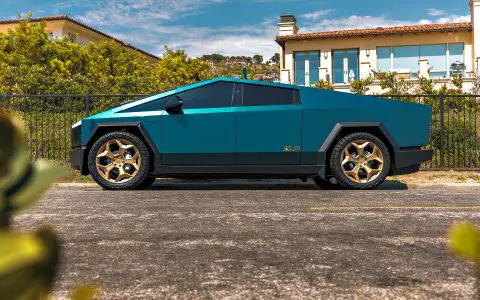 DennisCW's Aqua Blue PPF Cybertruck on UP Forged CYBRSPOKE in Satin Bronze