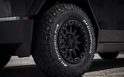 Gloss Black Wrapped Cybertruck on 18" UP-03 Beadlock Forged Wheels in Satin Black