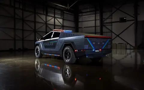 Irvine Police Department UP.Fit Tesla Cybertruck on 18 inch UP.FIT Forged PD Wheel in Satin Black