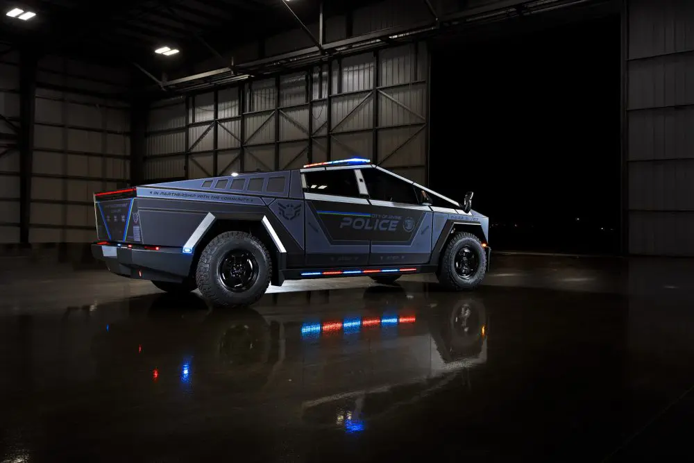 Irvine Police Department UP.Fit Tesla Cybertruck on 18 inch UP.FIT Forged PD Wheel in Satin Black