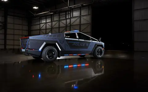 Irvine Police Department UP.Fit Tesla Cybertruck on 18 inch UP.FIT Forged PD Wheel in Satin Black