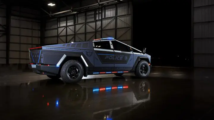 Irvine Police Department UP.Fit Tesla Cybertruck on 18 inch UP.FIT Forged PD Wheel in Satin Black