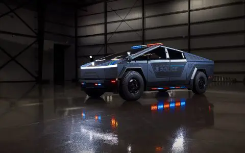 Irvine Police Department UP.Fit Tesla Cybertruck on 18 inch UP.FIT Forged PD Wheel in Satin Black