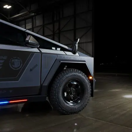 Irvine Police Department UP.Fit Tesla Cybertruck on 18 inch UP.FIT Forged PD Wheel in Satin Black