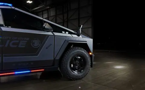 Irvine Police Department UP.Fit Tesla Cybertruck on 18 inch UP.FIT Forged PD Wheel in Satin Black