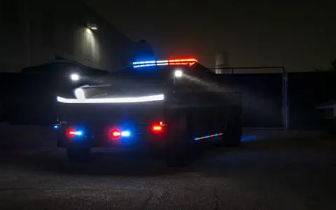 Irvine Police Department UP.Fit Tesla Cybertruck on 18 inch UP.FIT Forged PD Wheel in Satin Black