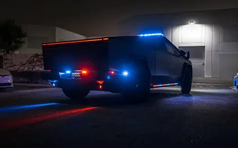 Irvine Police Department UP.Fit Tesla Cybertruck on 18 inch UP.FIT Forged PD Wheel in Satin Black
