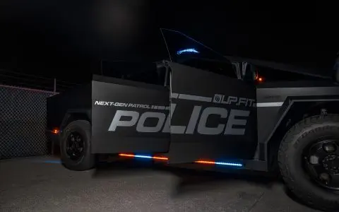 UP.Fit Tesla Cybertruck Police Vehicle on 18 inch UP.FIT Forged PD Wheel in Satin Black