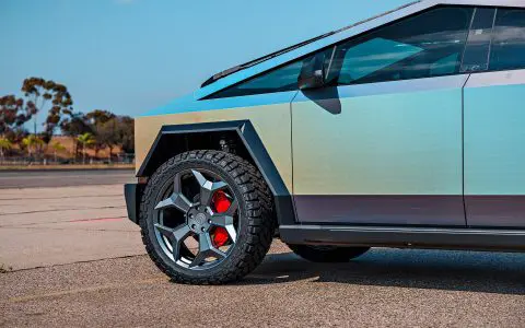 Tesla Cybertruck UP Forged CYBRSPOKE 24 Inch Satin Black Wheels and UP INVINCIBLE Steel Bumpers and Rock Sliders 1920px 12