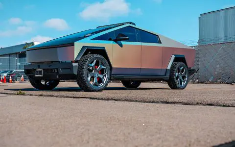 Tesla Cybertruck UP Forged CYBRSPOKE 24 Inch Satin Black Wheels and UP INVINCIBLE Steel Bumpers and Rock Sliders 1920px 2