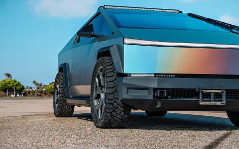 Tesla Cybertruck UP Forged CYBRSPOKE 24 Inch Satin Black Wheels and UP INVINCIBLE Steel Bumpers and Rock Sliders 1920px 5