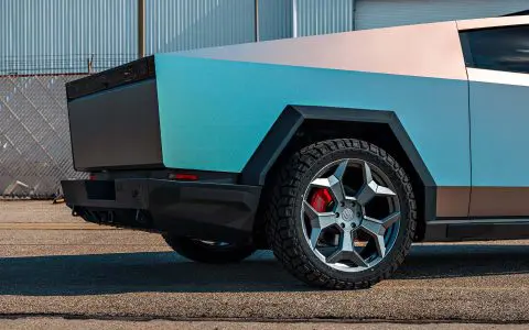 Tesla Cybertruck UP Forged CYBRSPOKE 24 Inch Satin Black Wheels and UP INVINCIBLE Steel Bumpers and Rock Sliders 1920px Blog Image 6