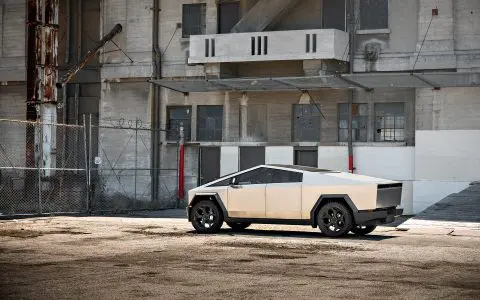 Stainless Steel Tesla Cybertruck on 24-Inch UP Forged CYBRSPOKE in Satin Black