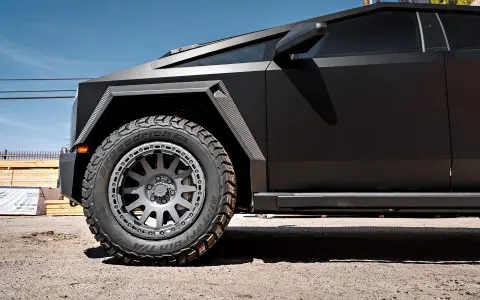 Storm Chaser INVINCIBLE Cybertruck on UP-03 Beadlock Forged Wheels in Satin Titanium