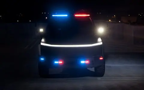 UP.Fit Tesla Cybertruck Police Vehicle on 18 inch UP.FIT Forged PD Wheel in Satin Black