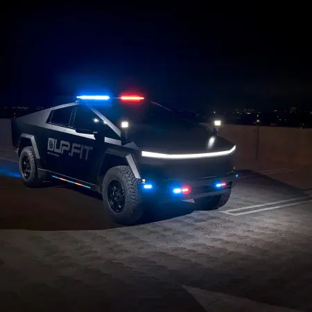 UP.Fit Tesla Cybertruck Police Vehicle on 18 inch UP.FIT Forged PD Wheel in Satin Black