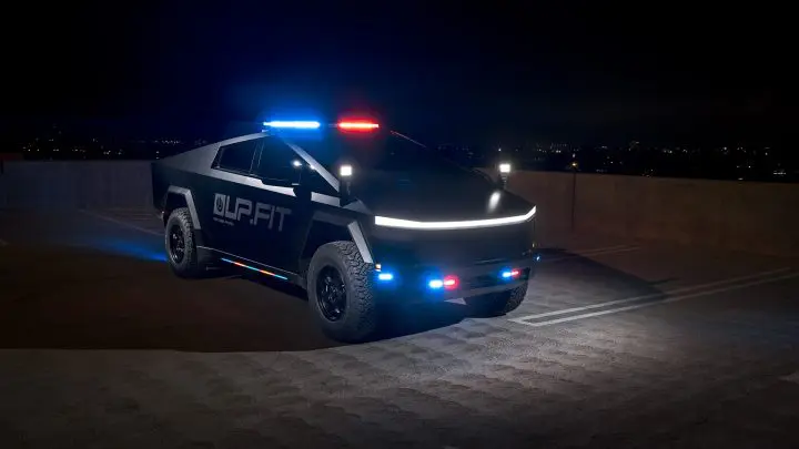 UP.Fit Tesla Cybertruck Police Vehicle on 18 inch UP.FIT Forged PD Wheel in Satin Black